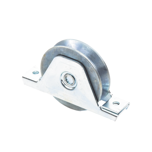 (336V-100) 4" Recessed Mount V-Groove Wheel / Capacity For Doors Up To 840 lb (380 kg) / 2 Bearings / 15/16" Wide / Galvanized