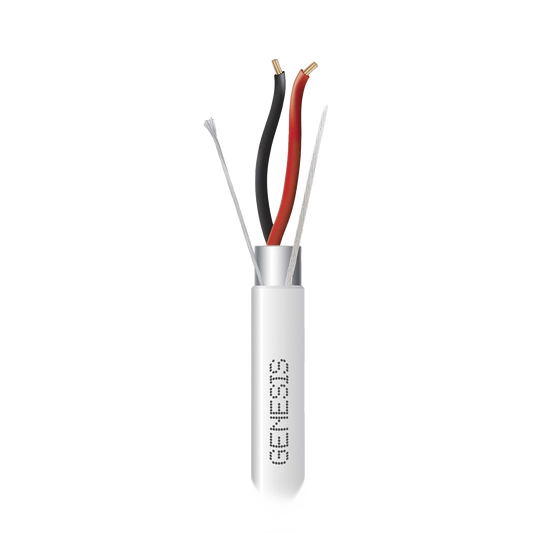 Reel 1000 ft  22AWG/2 Conductors SHIELDED, RISER White Color for Professional Security & Control Cable, Audio