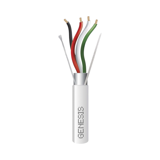 Reel 1000 ft  22AWG/4 Conductors SHIELDED, RISER White Color for Professional Security & Control Cable, Audio