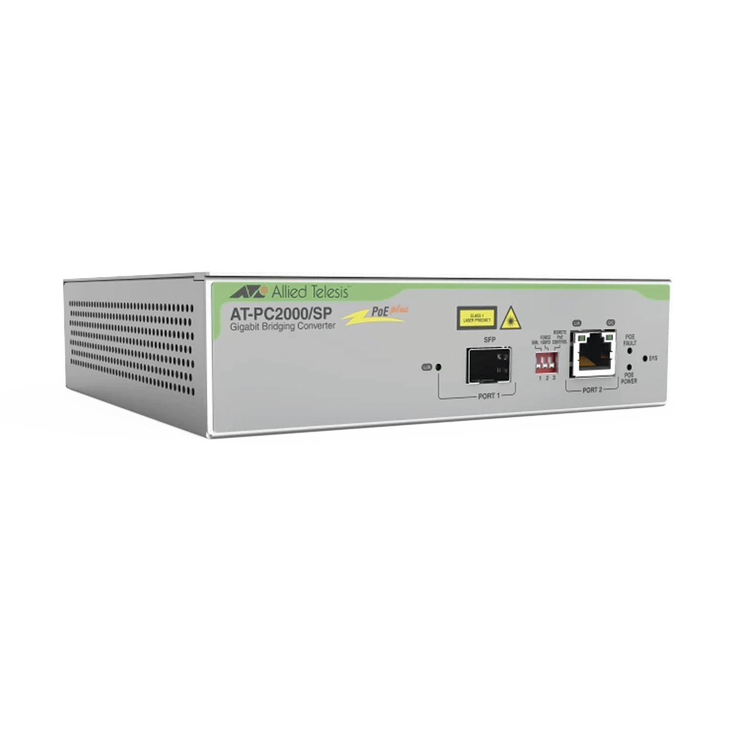 10/100/1000T PoE+ to 100X/1000X SFP Media and Rate Converter