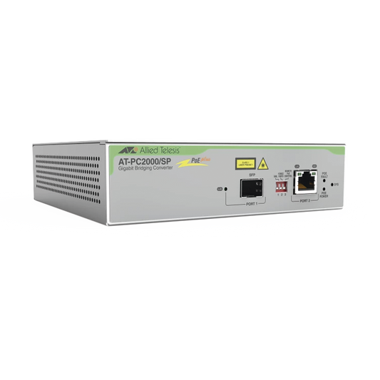 10/100/1000T PoE+ to 100X/1000X SFP Media and Rate Converter