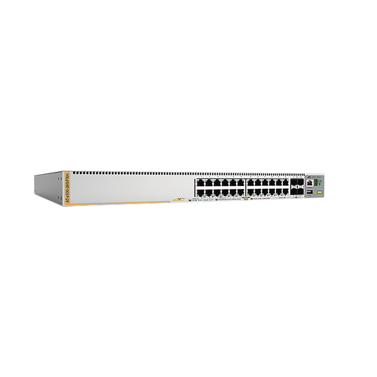 L3 Stackable Gigabit Edge Switch with 20x 10/100/1000-T PoE+ , 4x 100M/1G/2.5G/5G-T PoE+, 4 x 10 G SFP+ ports, up to 740 W and 2 fixed power supplies