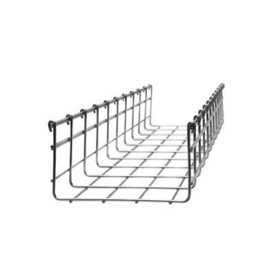Wire Mesh Cable Tray, Electro Galvanized, up to 167 Cat6 Cables, Section 9.84 ft (3m), 4.13/3.94 in (105/100 mm) Width