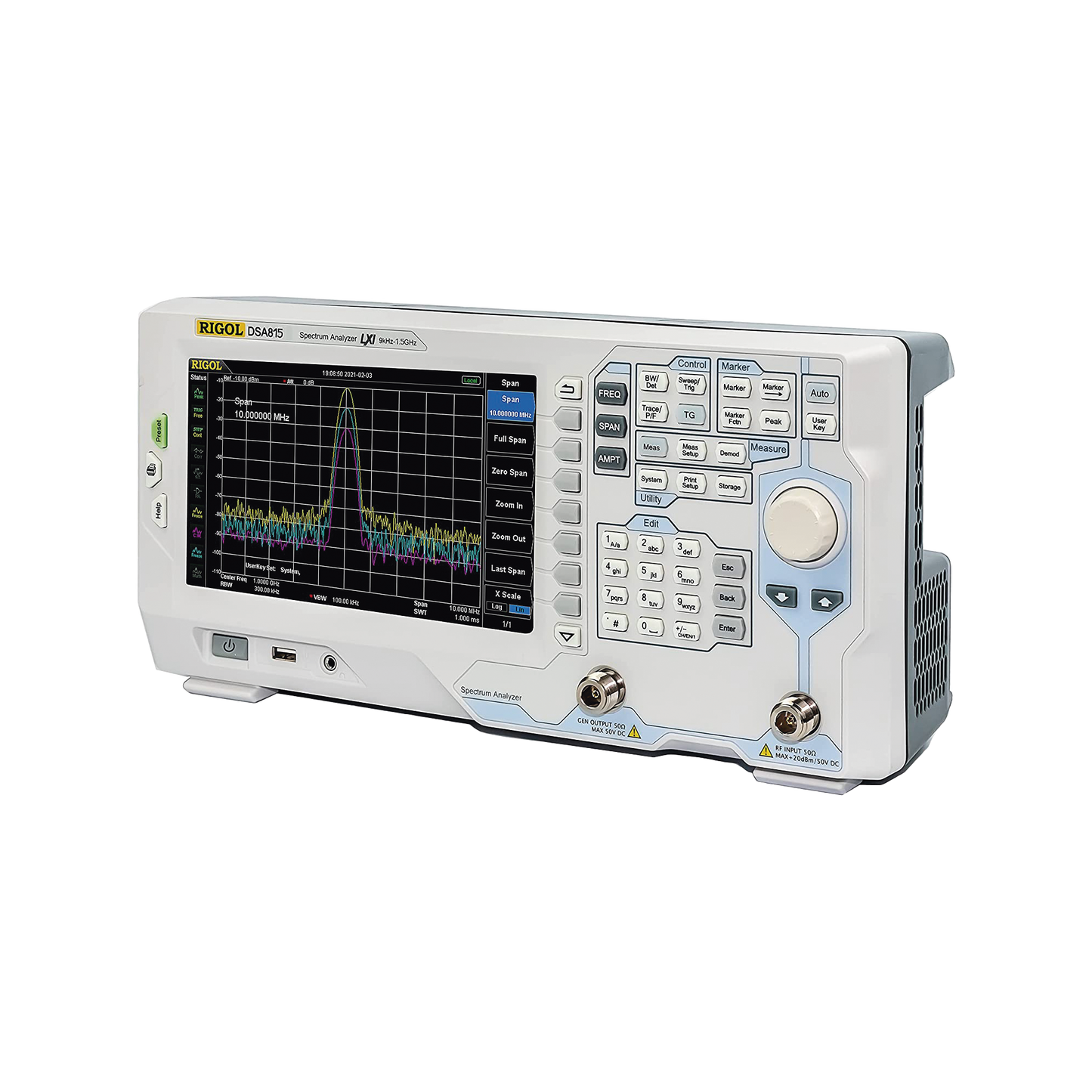 9 kHz to 1.5 GHz Spectrum Analyzer  with Preamplifier and Tracking Generator.