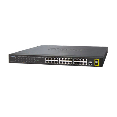 24-Port Gigabit 10/100/1000T Layer 2 Managed Switch, 2 SFP 100/1000X Ports, Features a Console Interface