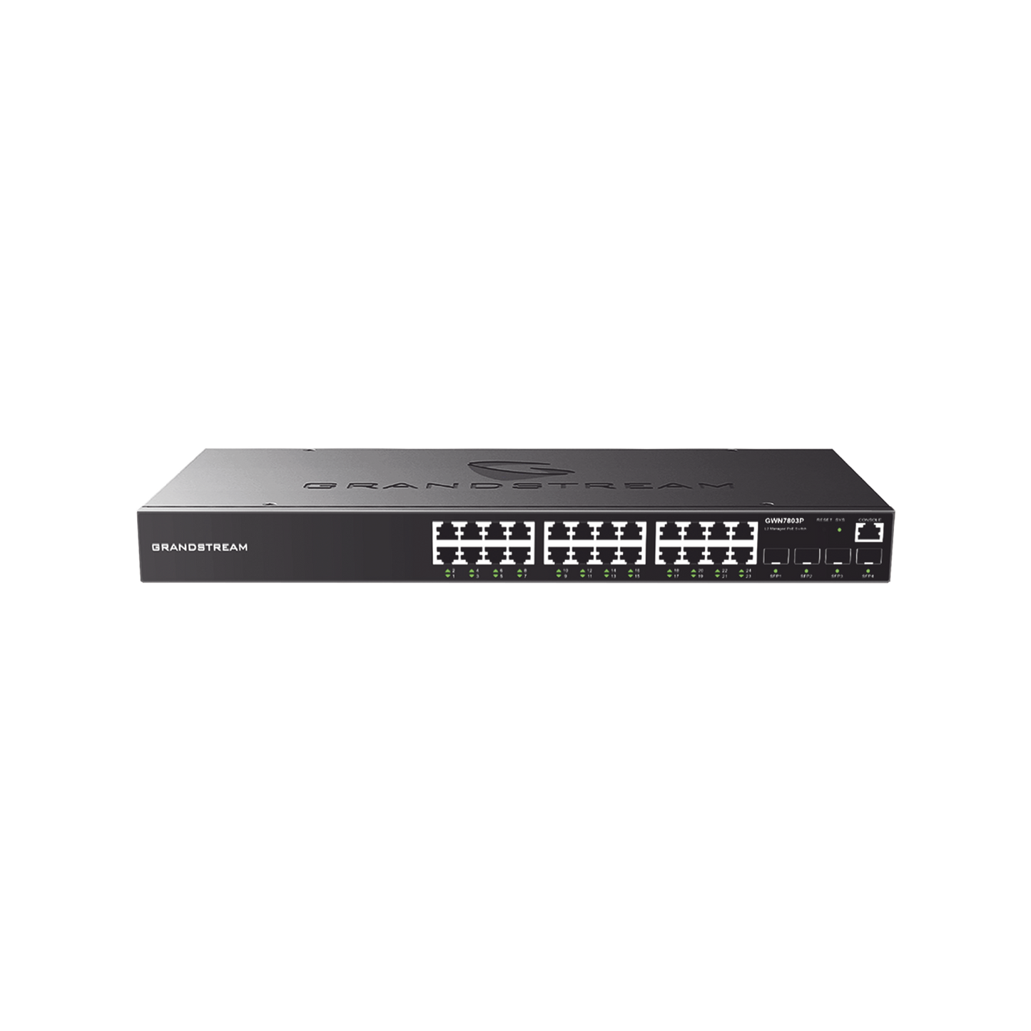 Managed Gigabit PoE+ Switch / 24 ports 10/100/1000 Mbps + 4 SFP Uplink Ports / Up to 360W / Compatible with GWN Cloud.