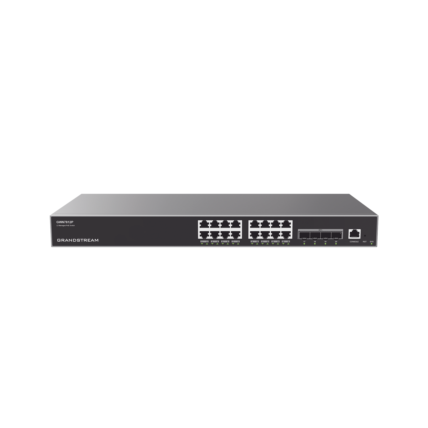 Managed Gigabit PoE+ Switch / 16 ports 10/100/1000 Mbps + 4 SFP Uplink Ports / Up to 240W / Compatible with GWN Cloud.