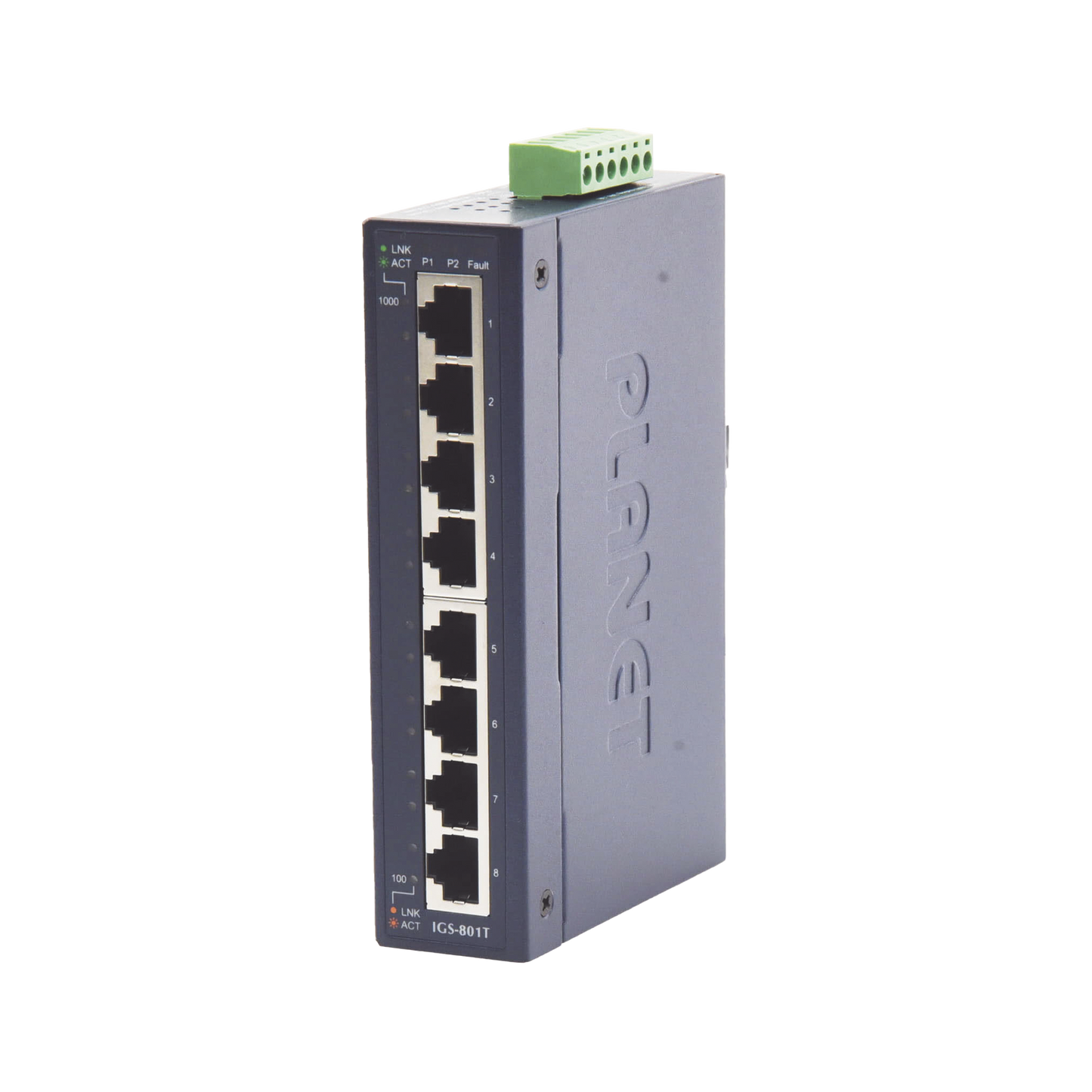 8 Port Gibabit 10/100 / 1000T Industrial Switch, Designed for Wall and DIN Rail Mounting