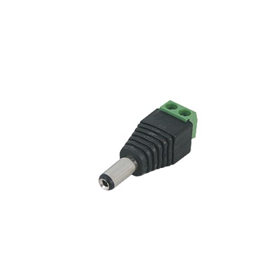 12 Vdc Polarized 3.5 mm Plug Male Adapter / Screw Terminals / Polarized (+/-) / Ideal for Video Surveillance Cameras.