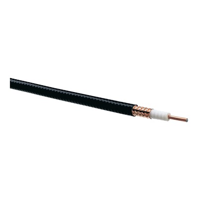 Heliax Low Density Foam Coaxial Cable, Corrugated Copper Shield,  Black PE Jacket