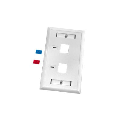 Face Plate, 2-Port Output with Space for Label - White