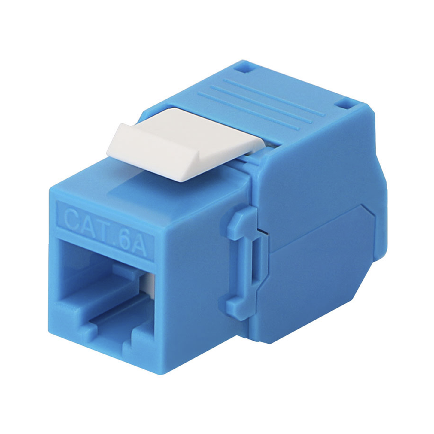 Cat6A Keystone Jack Module (toolless), with 180º angled termination, Blue Color, Compatible with Linkedpro Faceplate and Patchpanel