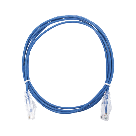 Slim Patch Cord, UTP Cat6 - 6.56 ft (2 m), Blue, Reduced Diameter (28 AWG)