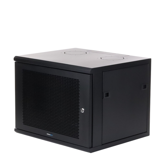 Linkedpro Wall Mount Enclosure, 19in, Perforated Door, 6 RU, 450 mm Deep, Black. Shipped FULLY ASSEMBLED.