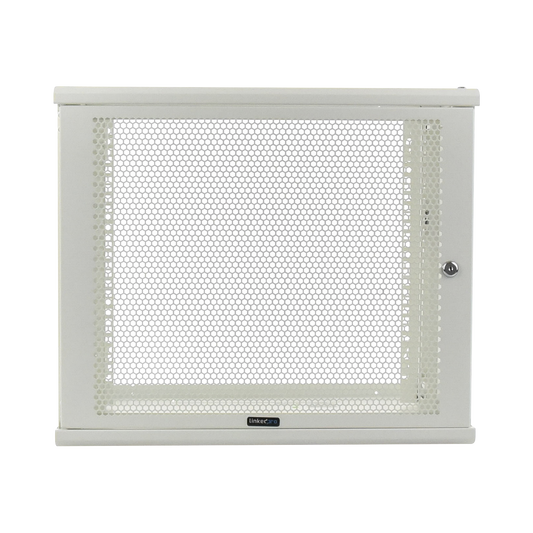 Linkedpro Wall Mount Enclosure, 19in, Perforated Door, 9 RU, 450mm Depth, White. SHIPPED ASSEMBLED.