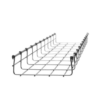 Wire Mesh Cable Tray, Electro Galvanized, up to 105 Cat6 Cables, Section 9.84ft (3m), 2.6”/3.94” (66/100mm) Width
