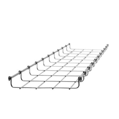 Wire Mesh Cable Tray, Electro Galvanized, up to 105 Cat6 Cables, Section 9.84 ft (3m), 1.3/7.87 in (33/200 mm) Width