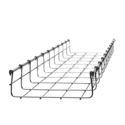 Wire Mesh Cable Tray, Electro Galvanized, up to 157 Cat6 Cables, Section 9.84' ( 3m) , 2.59" / 5.9" (66/150 mm )Width