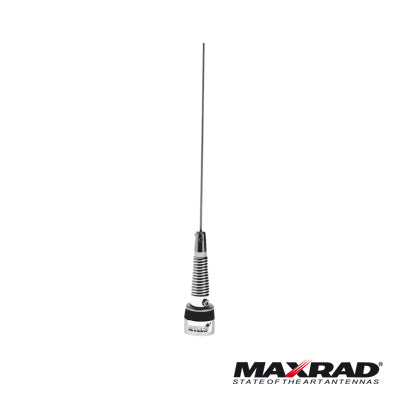 VHF / UHF Mobile Antenna, Broadband Frequency Range 132-512 MHz, Unit Gain, 150 W, 24 MHz, 55 cm / 21.6 in  Maximum Length (Spring Included)