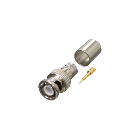 BNC Male Connector to crimp on RG-8/U, LMR-400, 9913, CNT-400 Cables, Nickel/ Gold/ PTFE.