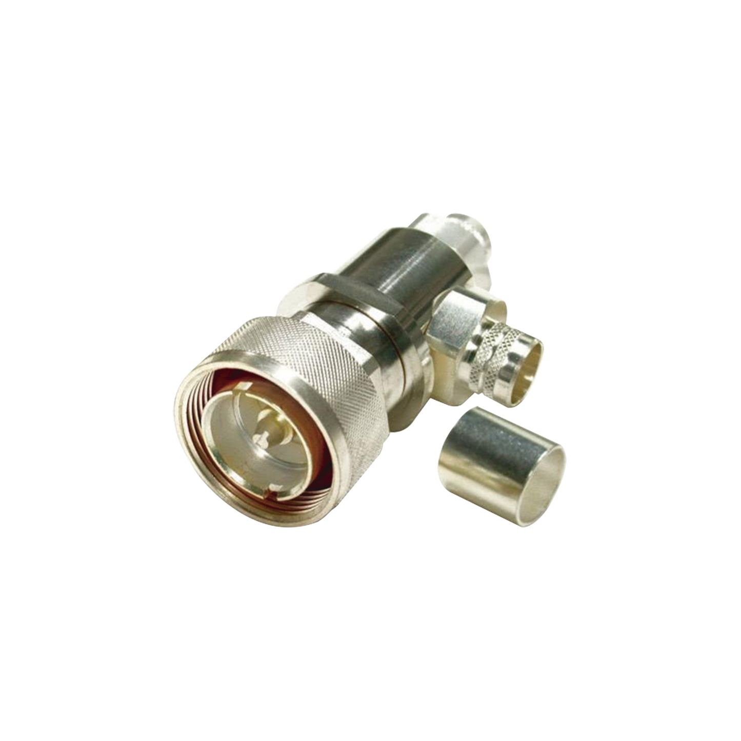 7-16DIN Male Plug, COMBO Straight or Right Angle to Crimp on LMR-600, Silver/ Silver/ PTFE.