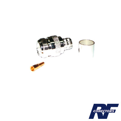 N Female Connector to Crimp on Cables, 9913, 8214, LMR-400, RG8/U-SYS, RFLASH-1113, Silver/ Gold/ PTFE.