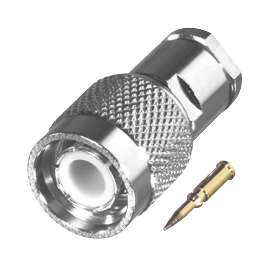 TNC Male Special Connector to Clamp RG-58/U, LMR-195, With No Hardware, Nickel // Delrin.