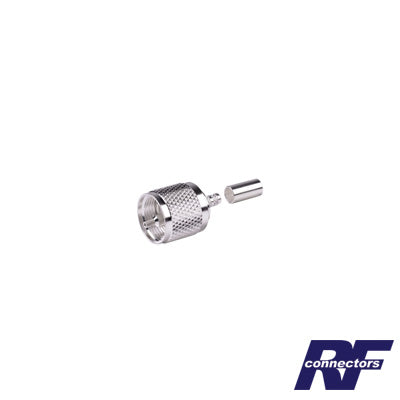 UHF Male connector (PL-259) to crimp on RG-58/U, RG142/U cables.