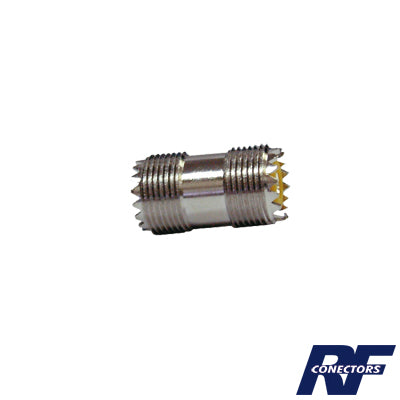 Straight Barrel Adapter, from UHF Female (SO-239) to UHF Female (SO-239) Connector, Nickel/ Silver/ Dap.
