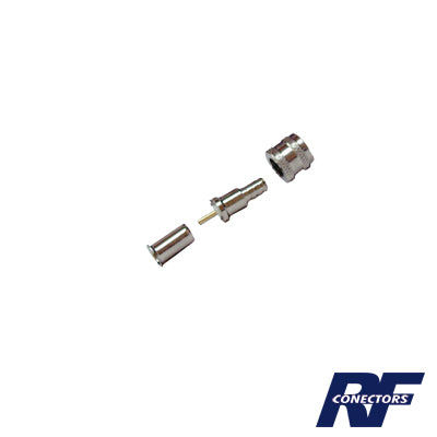 Mini UHF Male Connector, 50 Ohm, to crimp on RG-58/U, RG-142/U cables, Nickel / Gold / PTFE.