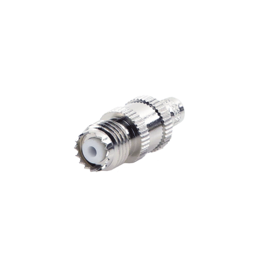 Mini UHF Male Connector to Crimp on RG-8/X, 9258, LMR-240 Coaxial Cables, Nickel/ Silver/ PTFE.