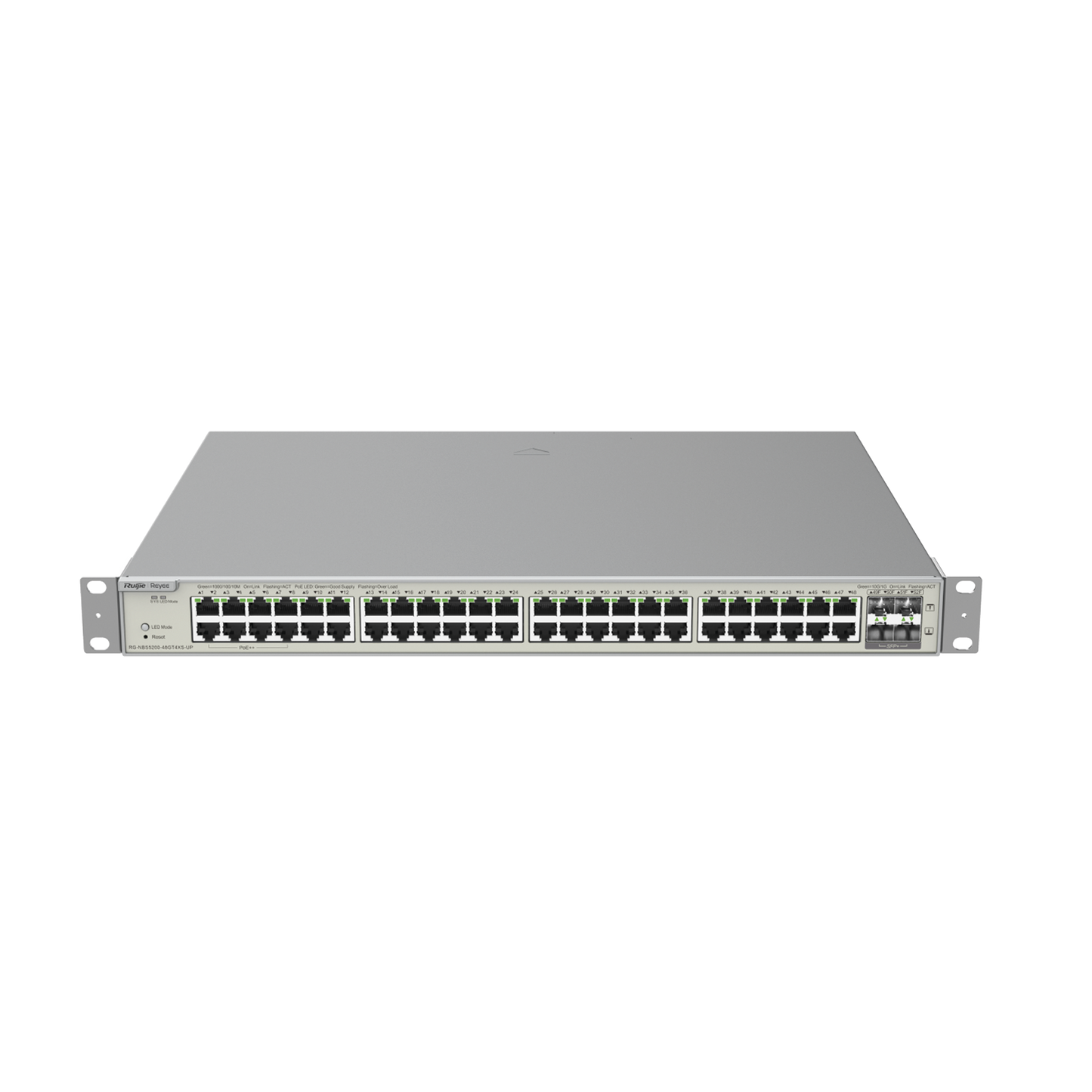 RG-NBS5200-48GT4XS-UP, 48-port Gigabit Layer 3 PoE Switch, 4 SFP+ Uplink