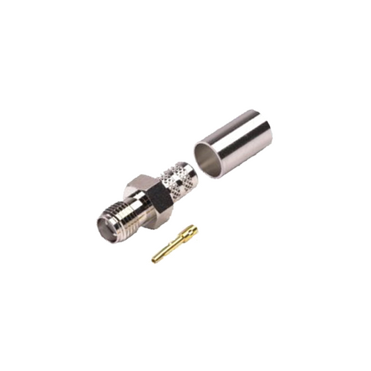 SMA Female Connector to Crimp on RG-8/X, LMR-240, BELDEN 9258 Cables, Nickel/ Gold/ PTFE.