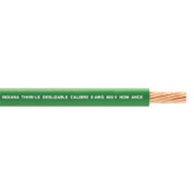 8 AWG green color wire, soft copper conductor or wiring. PVC insulation, flame retardant.