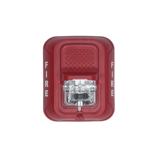 Red wall-mount strobe with selectable strobe settings, new modern and elegant design and minor current consumption