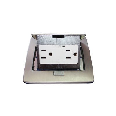 Mini Rectangular Power Floor Socket Aluminium Color (2 Electrical Contacts) (11000-21201)