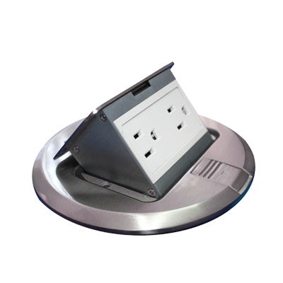 Round Power Floor Socket (2 Electrical Contact), Aluminum Color (11000-12201)