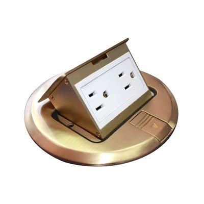 Round Power Floor Socket (2 Electrical Contact), bronze color (11000-12101)