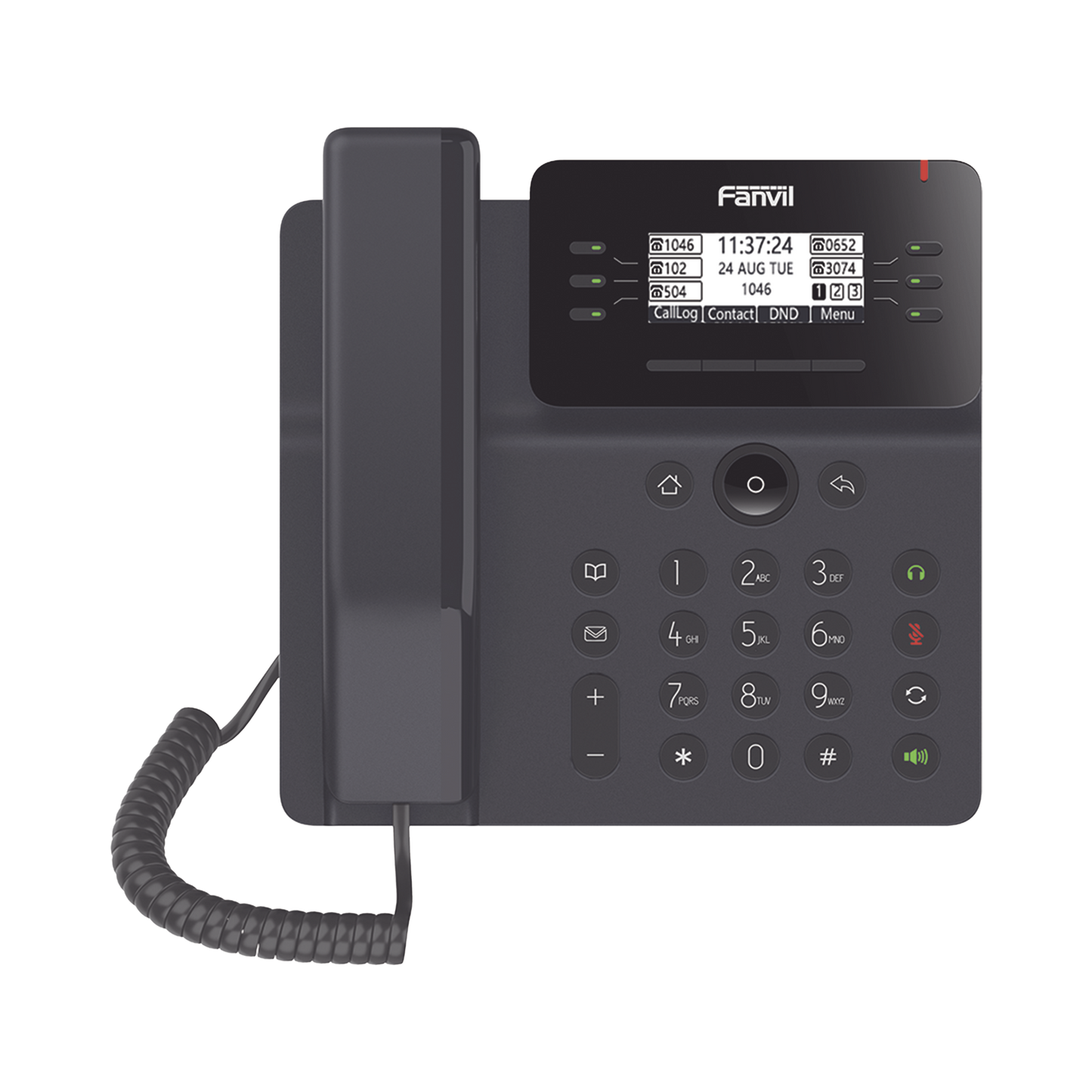 Essential Business IP Phone for 6 SIP lines, graphical matrix dot display, PoE, Gigabit ports, 6-way local conference.