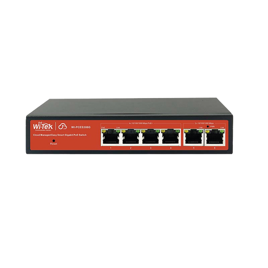 6-Ports Cloud Managed Easy Smart Gibabit PoE Switch With 4 PoE+ Ports and 2 Uplink Ports