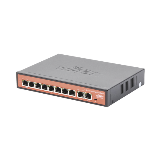 Long-Range PoE (802.3af/at/bt) Switch with 8 x 10/100Mbps PoE Ports and 2 Gigabit Ethernet Up-link Ports, up to 120W