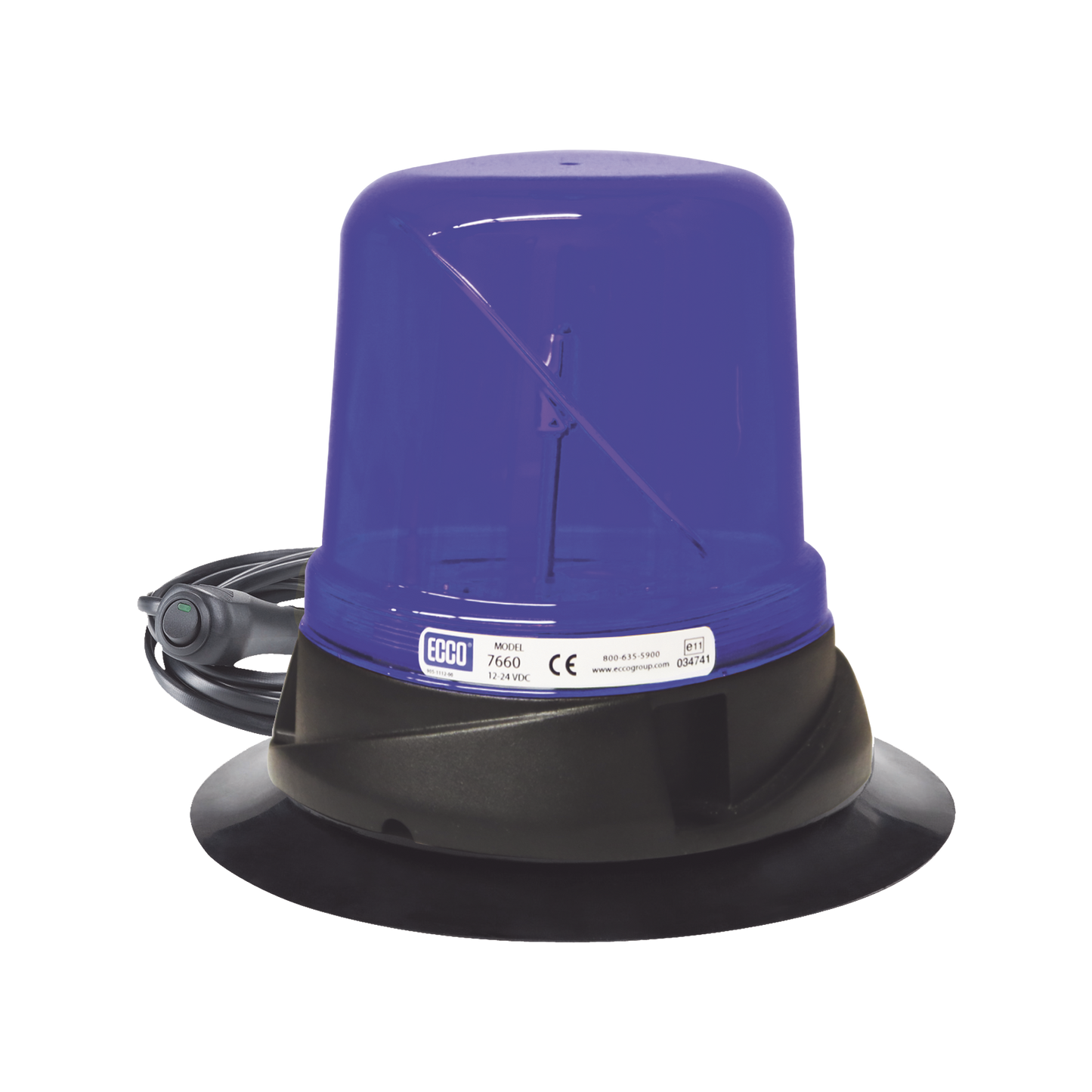 Led hybrid beacon: rotoled, 12-24vdc, 125rpm, vacuum-magnet mount, blue