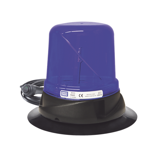 Led hybrid beacon: rotoled, 12-24vdc, 125rpm, vacuum-magnet mount, blue