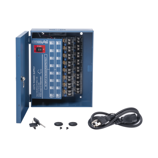 Professional HEAVY DUTY Power Supply @ 20 Amps / 16 Channels / Up to 1.25 Amps per Output / Independent Adjustment from 11 to 15 Vdc per Output / Overload Protection / Noise Filter per Channel / Recommended for 4K Cameras.