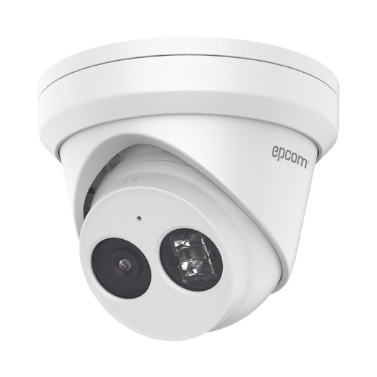6 Megapixel IP Turret / PRO Series / 30 mts IR EXIR / Exterior IP66 / WDR 120 dB / PoE / 2.8 mm Lens / Integrated Video Analytics / Integrated Microphone